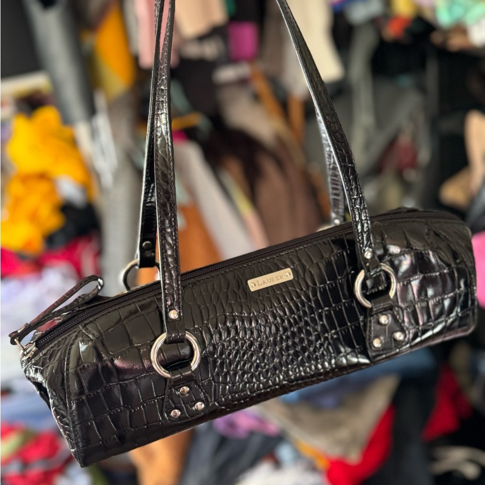 Vintage Ralph Lauren black baguette purse🥀